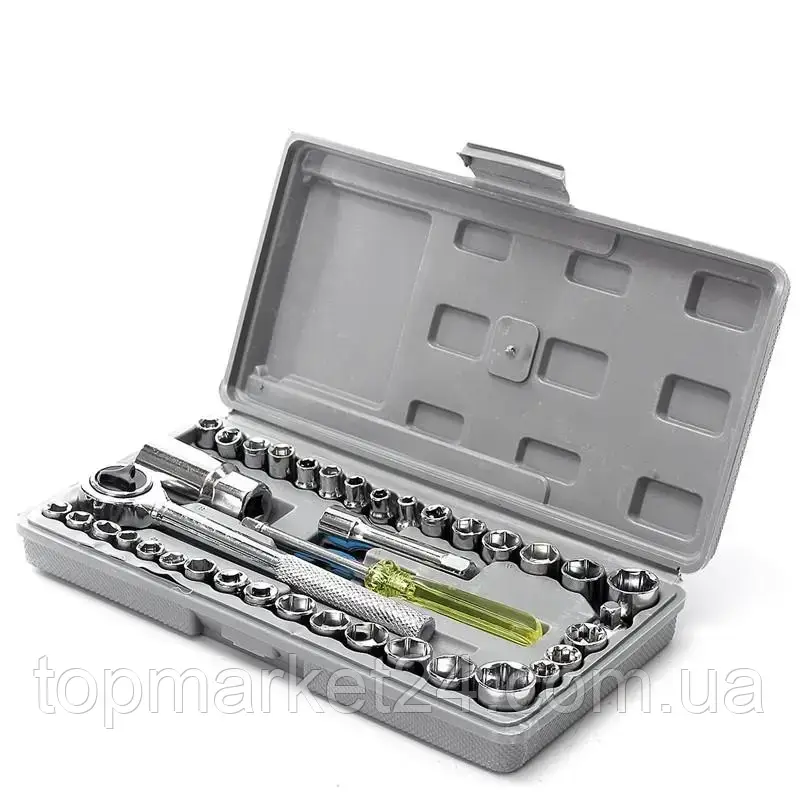 Универсальный набор инструментов 40 в 1 в чемодане/ Торцевые головки ключи для ремонта/ Набор инструментов,TM - фото 2 - id-p1830804381