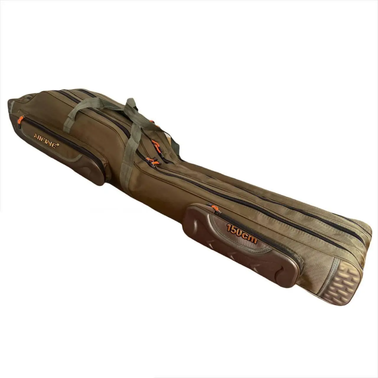 Якісний чохол Mifine 1.35 м 3 відділення напівжорсткий для вудлища з котушкою (хакі), фото 1