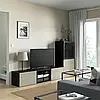 Комбінація для ТВ/скляні двері, чорно-коричневий/Selsviken глянцевий/без димчастого скла, 240x42x129 см BESTA, фото 4