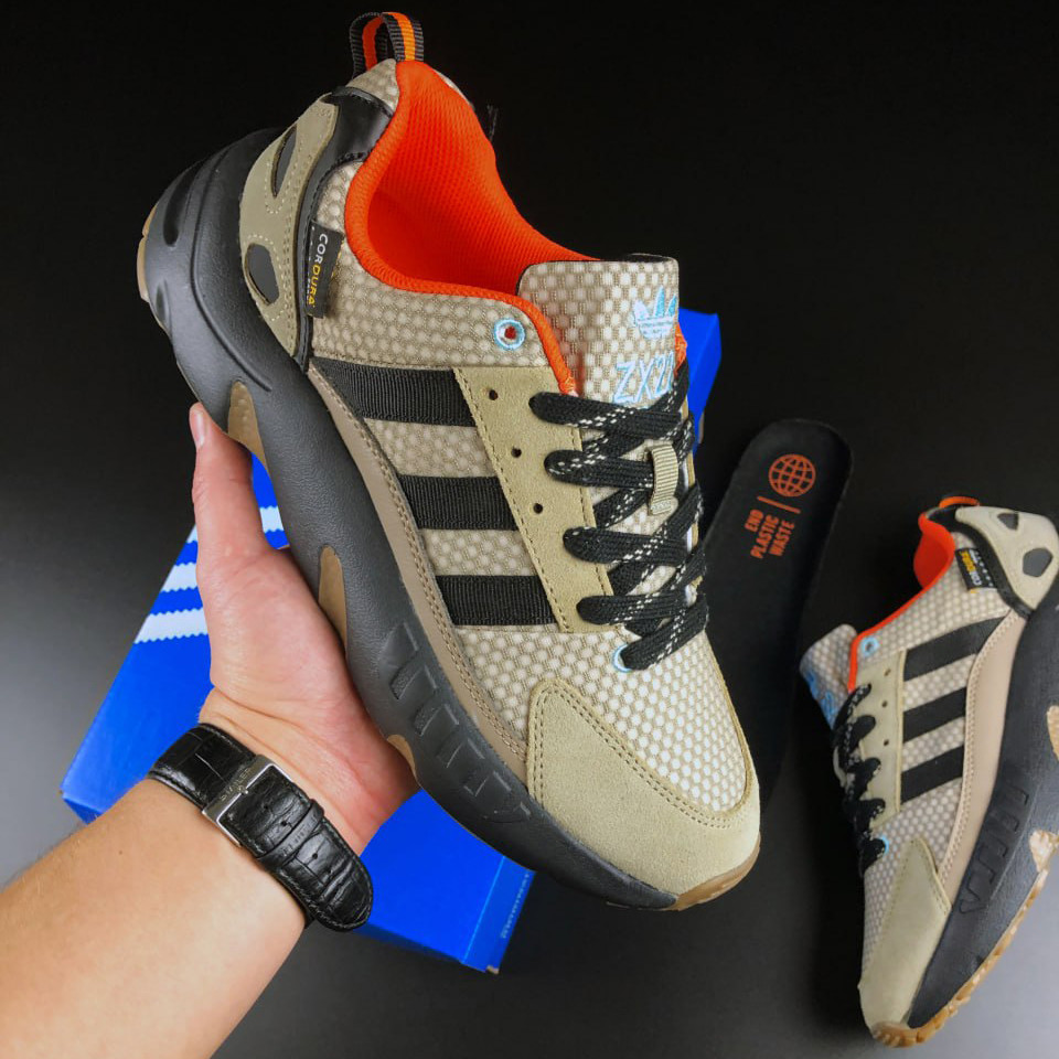 Чоловічі кросівки Adidas ZX 22 Boost замшеві стильні повсякденні коричневі