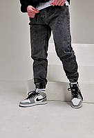 Мужские джинсовые джоггеры серые Турция, джинсы с манжетами в низу серого цвета (весна - осень)