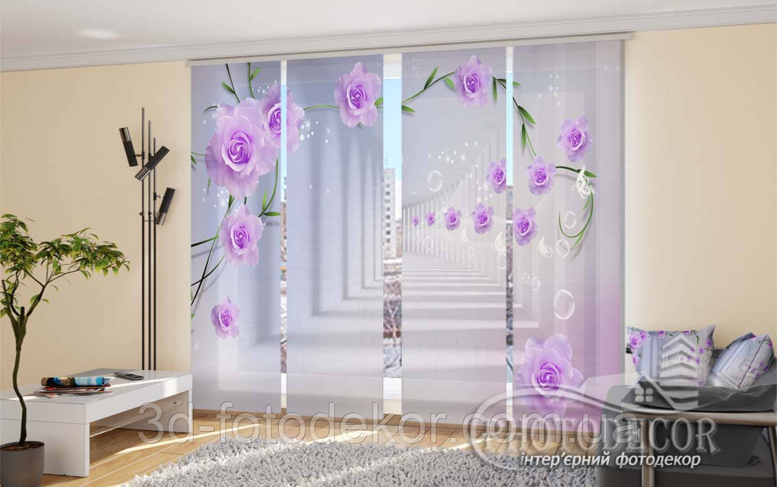 Японські фото штори "Троянди в тунелі" - Будь-який розмір. Читаємо опис!