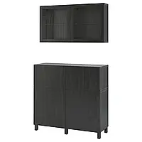 Комбинация для хранения с дверцами/ящиками, черно-коричневый/Lappviken/Stubbarp черно-коричневый, прозрачное