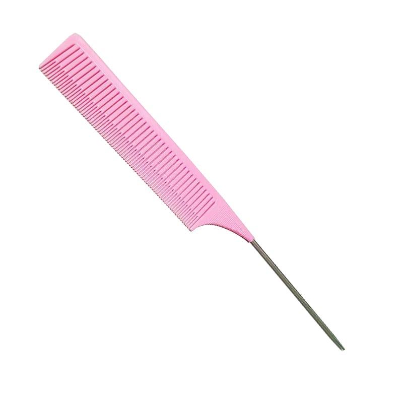 Гребінець для вуального мікромелювання з металевим хвостом. SALON рожевий, фото 1