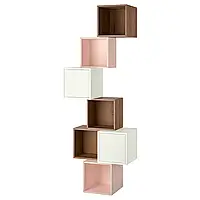 Комбинация навесных шкафов, орех/белый бледно-розовый, 80x35x210 см EKET