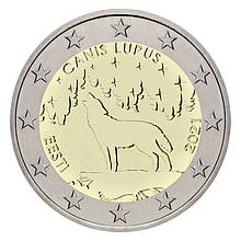 Монета номіналом 2 євро 2021 «Вовк» Естонія "CANIS LUPUS"
