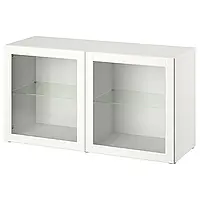 Комбинация навесных шкафов, белый/Оствик прозрачное стекло, 120x42x64 см BESTA