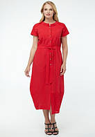 Жіноча червона літня сукня на ґудзиках 50 р