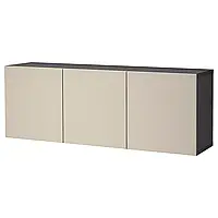 Комбинация навесных шкафов, черно-коричневый/Лаппвикен светло-серый/бежевый, 180x42x64 см BESTA