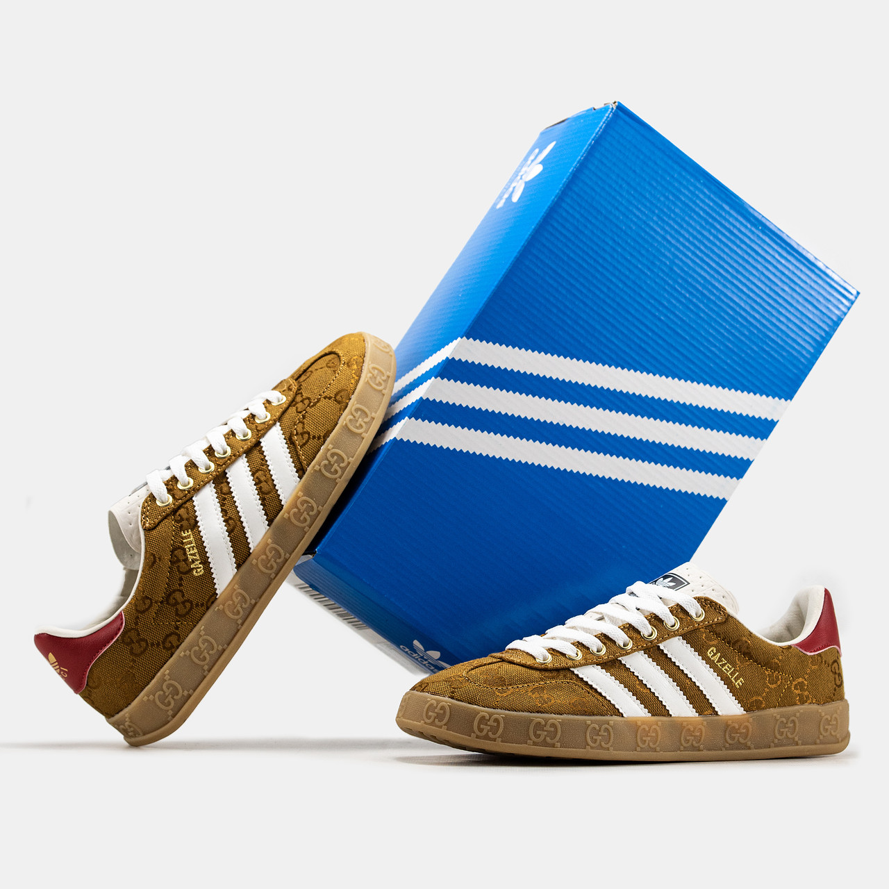 Купить Мужские кроссовки Adidas Gazelle x Gucci Brown White Red ...