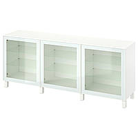 Комбинация для хранения с дверцами, белый Glassvik/Stubbarp/белый/салатовый прозрачное стекло, 180x42x74 см