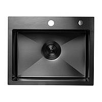 Кухонная мойка Platinum Handmade PVD черная 500х400х230 (с креплением)