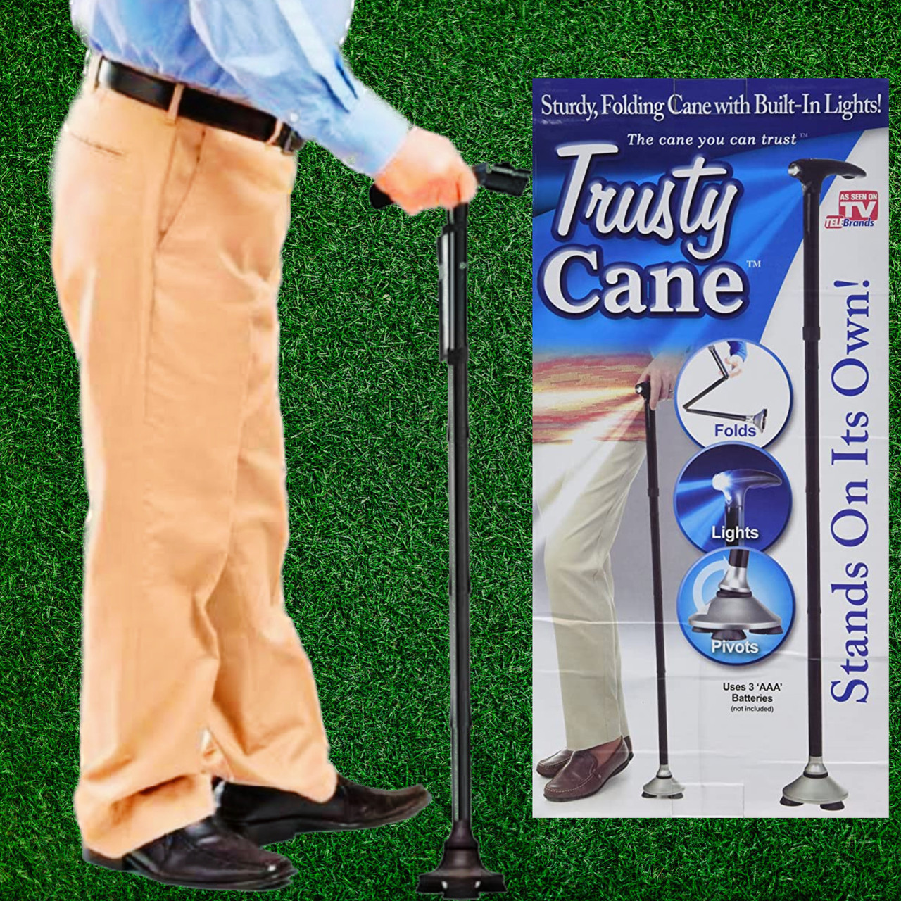 Палиця Trusty Cane складана телескопічна паличка для ходьби з ліхтариком підсвіткою опора для ходьби SP