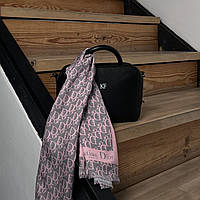 Платок Dior шелк 180*70 см , Шелковый платок Диор розово-серый