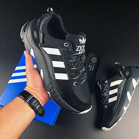 Чоловічі кросівки Adidas ZX 22 Boost замшеві стильні молодіжні чорні білі