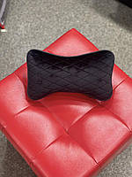 Ортопедична подушка на підголівник для шиї в автомобіль з екошкіри, модель City, чорна