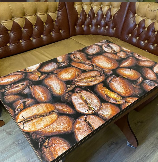 Вінілова наклейка на стіл Зерна кави самоклейка на столи кавові зерна макро абстракція 600*1200 мм