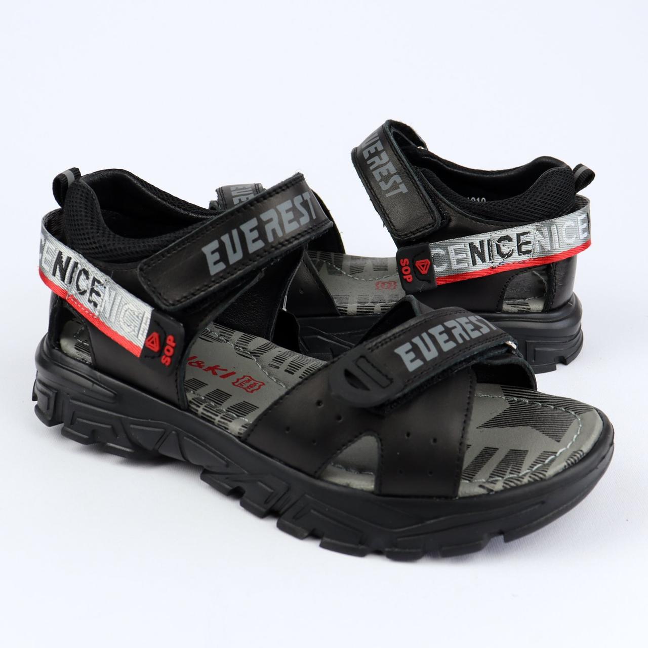 Чорні шкіряні босоніжки для хлопчика Bi&Ki