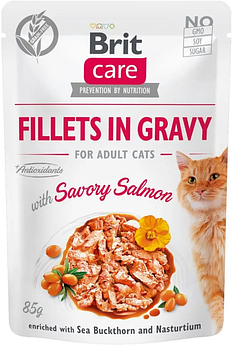 Беззерновий вологий корм для котів з філе лосося в соусі Brit Care Cat pouch 85 г