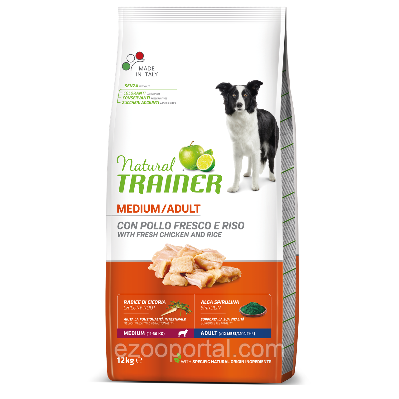 Сухий корм для дорослих собак середніх порід курка рис Трейнер Trainer Natural Super Premium Adult Medium 12кг, фото 1