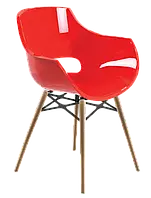 Кресло Papatya Opal-Wox красное, рама натуральный бук