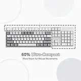 Клавіатура Redragon Fizz K617 RGB USB механічна, дротова, розмір 60% — Білий +сірий, фото 11