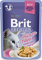 Влажный корм для кошек с филе курицы в желе Brit Premium Cat Chicken Fillets Jelly pouch 85 г