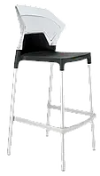 Барный стул Papatya Ego-S черное сиденье, верх прозрачно-чистый