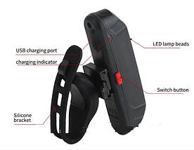 Задній габарит з акумулятором Led Bike 16, usb, 3 режими, фото 5
