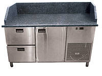 Холодильный стол с гранитной столешницей 1 дверь + 2 ящика, 3 борта Tehma
