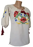 Женская вышиванка блуза лен габардин