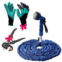 Шланг 30 м / 100 ft Magic Hose + Перчатки-когти GARDEN GLOVES + Секатор Professional Grafting Tool