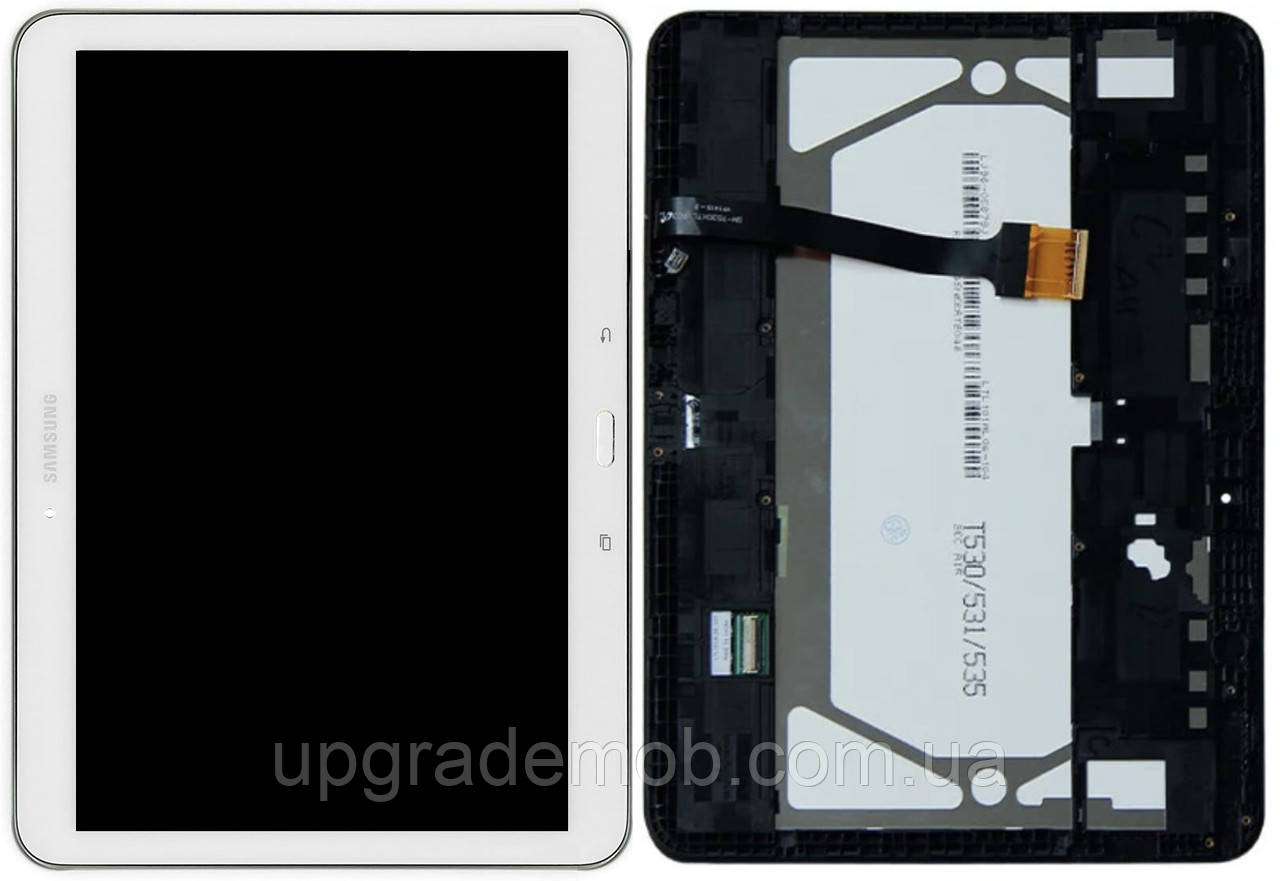 Дисплей модуль тачскрин Samsung T530 Galaxy Tab 4 10.1 /T531 /T535 білий оригінал з рамкою
