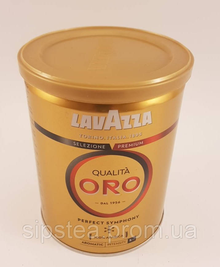 Натуральна мелена кава Lavazza Qualita Oro Лаваза Оро Італія в жерстяній банці 250г