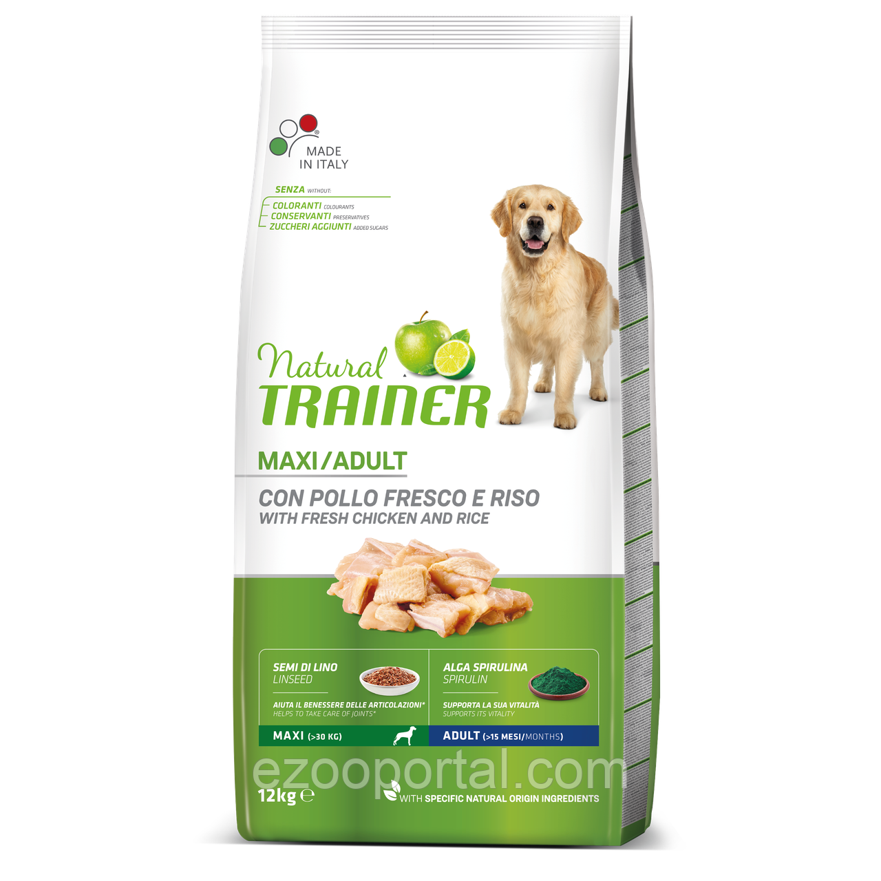 Сухий корм для дорослих собак великих порід курка рис Трейнер Trainer Natural Super Premium Adult Maxi 12кг