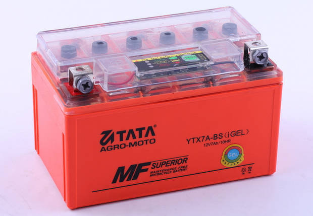 Акумулятор гелевий, 7АH-YTX7A-BS, помаранч., 150*86*94 мм - OUTDO, фото 2