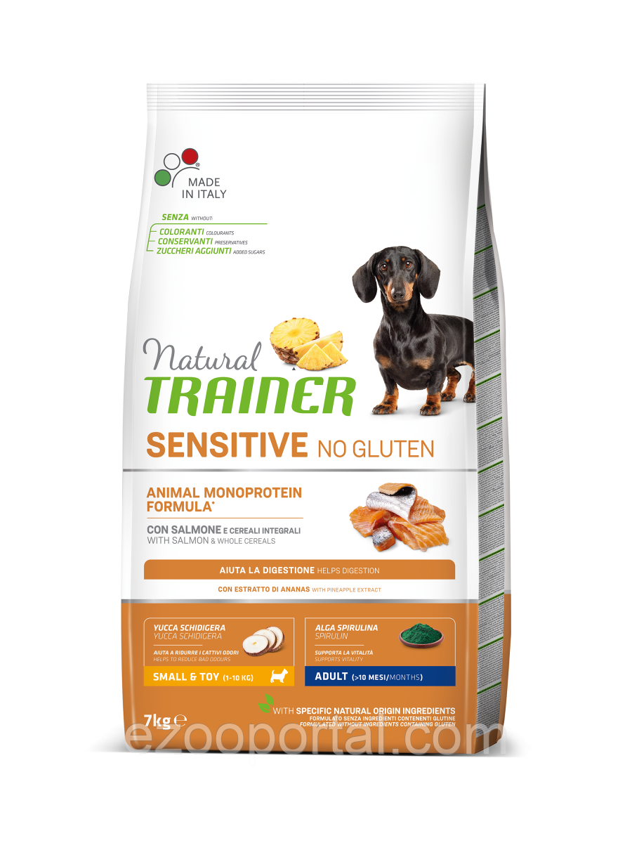 Сухий корм для дорослих собак дрібних порід лосось Трейнер Natural Trainer Dog Sensitive Adult Mini 7кг