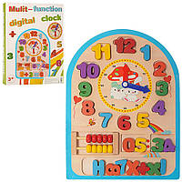 Дерев’яна іграшка «Годинник» MD 1050 – рахівниця, цифри, дерево, якість.