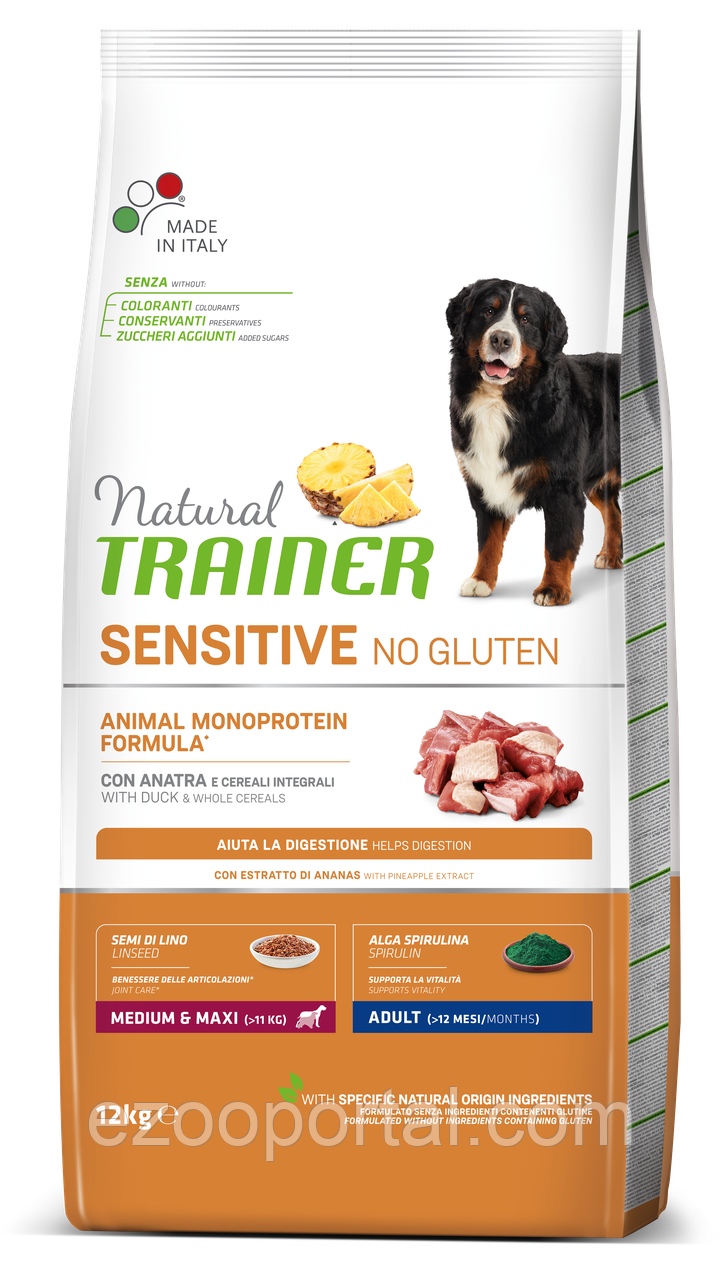 Сухий корм для дорослих собак середніх великих порід качка Трейнер Trainer Dog Sensitive Adult Medium&Maxi 12кг