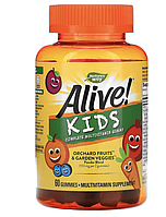 Nature's Way, Alive! мультивитамины для детей, вишня, апельсин и виноград, 60 жевательных мармеладок