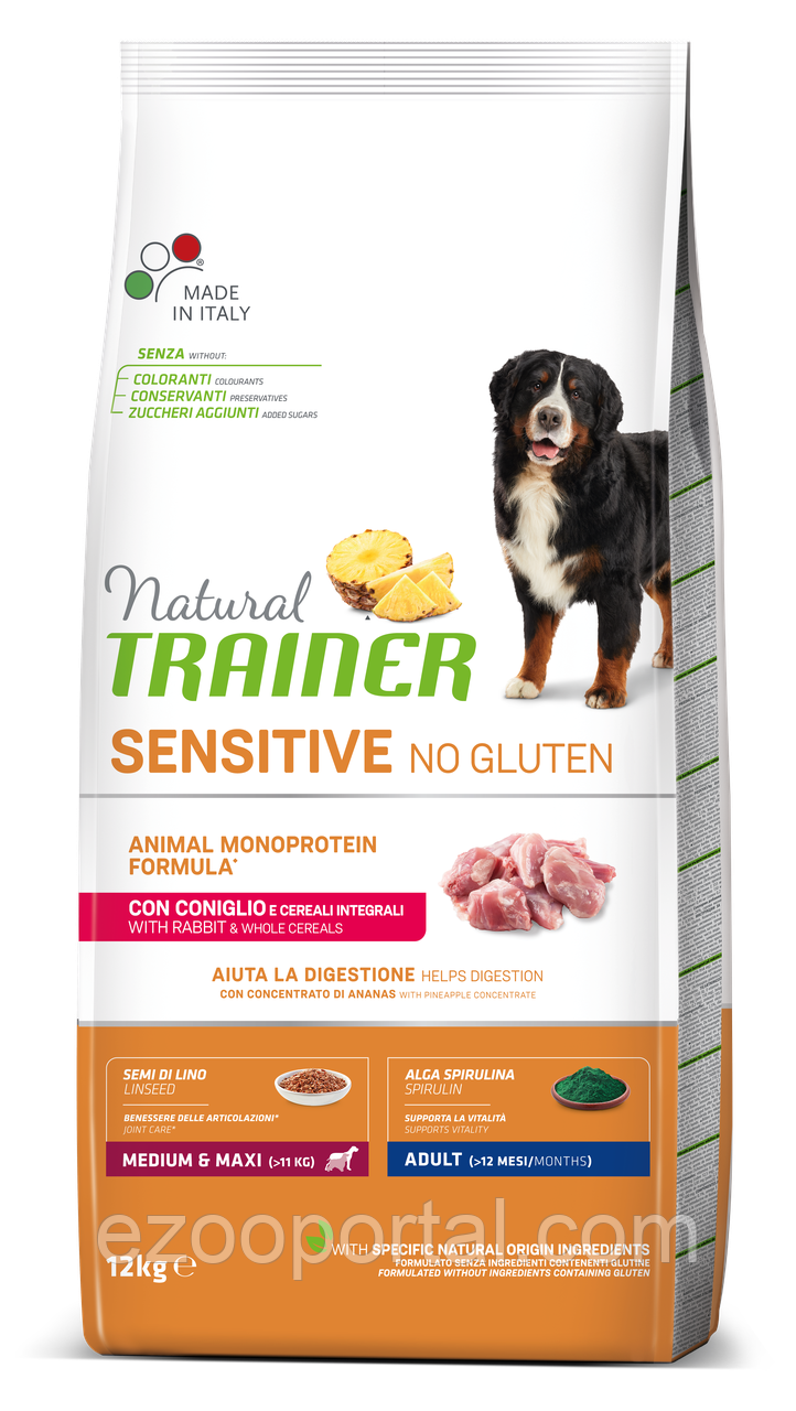 Сухий корм для дорослих собак середніх великих порід кролик Трейнер Trainer Dog Sensitive Adult Medium&Maxi 12кг