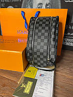 Мужская сумка барсетка Louis Vuitton серая шашка сумка несессер Луи Виттон сумка для косметики