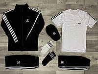 Мужской спортивный костюм Adidas весенний летний комплект 7в1 Кофта + Штаны + Футболка + Шорты + Кепка + Носки