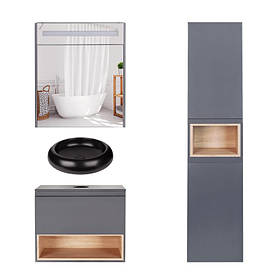 Комплект меблів для ванної Qtap Robin тумба + раковина + дзеркальна шафа + пенал QT044RO42984