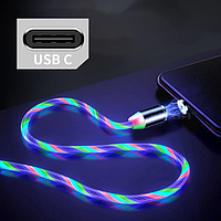 Кабель USB 2.0 - 1.0m AM/Type-C, MultiColor, магнитный, подсветка