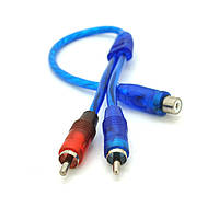 Кабель RCA (мама) => 2хRCA (тато), CU, круглий, Black, 0,2 м, (Пакет) Q250