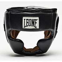 Шлем для бокса детский с защитой щек и подбородка Leone Junior Black XS черный