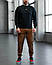 Комплект чоловічий карго світшот з вишитим тризубом чорний спортивний костюм весняний осінній демісезонний, фото 2