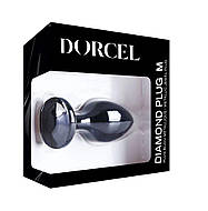 Металева анальна пробка з кристалом Dorcel Diamond Plug Black M, фото 3