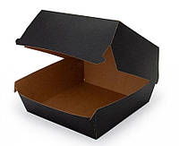 Коробка для бургера Turkey чорний/крафт 11,5х11,5 см h7 см бумажное (013897Ч/100)